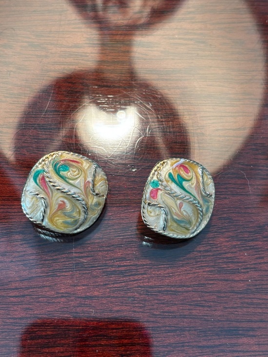 Jewelry - 90’s Enamel Swirl Stud Earrings - Multicolor